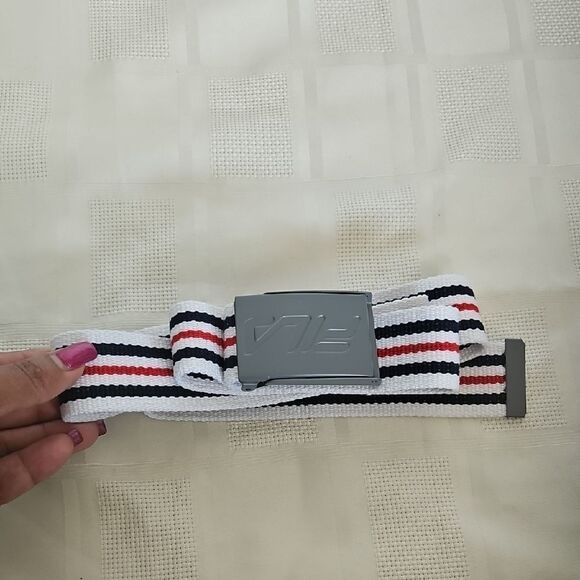 Fila White Belt with Navy and Red Stripes - Picture 15 of 16